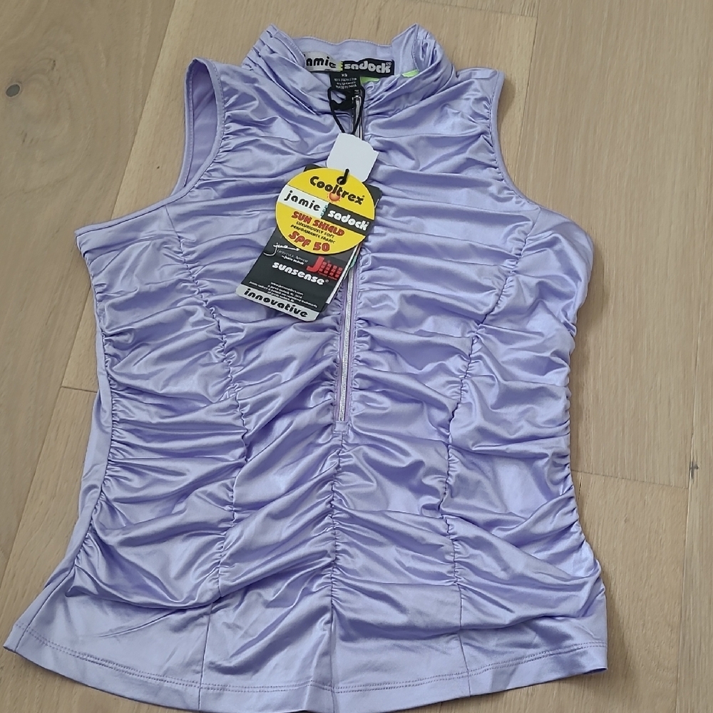 New Jamie Sadock New Purple Sleeveless Ruched Top